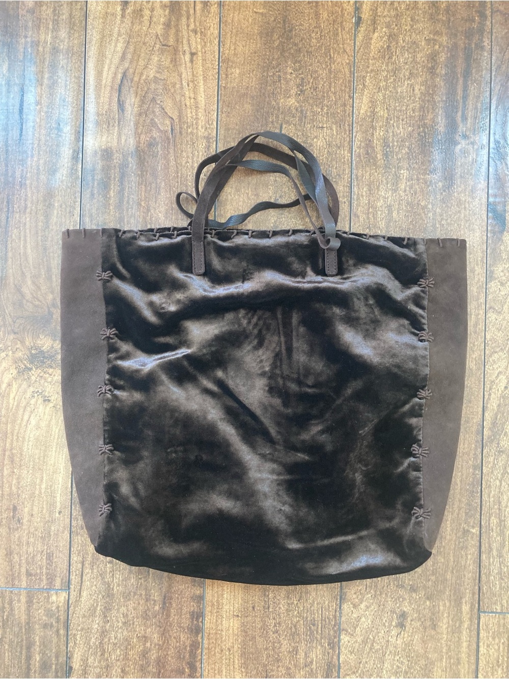 Prada Dark Brown Velvet Tote Bag. Vintage rare